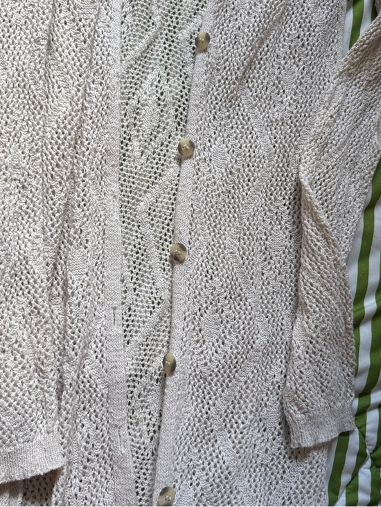 Free People Light Beige Open-Knit Button Cardigan - Picture 3 of 3